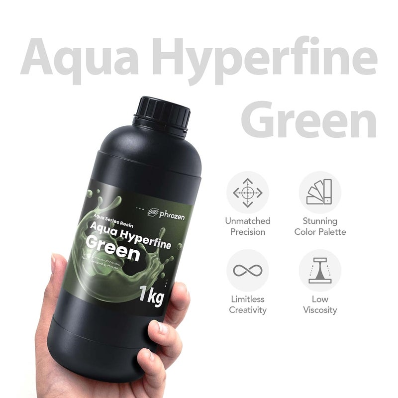 Phrozen Aqua Hyperfine Photopolymer Resin for 9K, 12K or Higher Resolution 3D Printers, 405nm LCD UV-Curing 3D Printing with Low Shrinkage & Superior Precision, Smooth Surface Finish (Green, 1KG) - Image 2